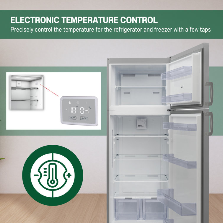 Equator Stainless Steel Energy Star Refrigerator-Freezer with Adjustable Shelves