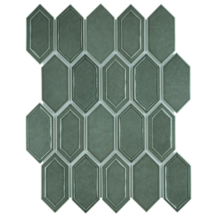 Bianca Green Glass and Stone Mosaic Wall Tile Sheet