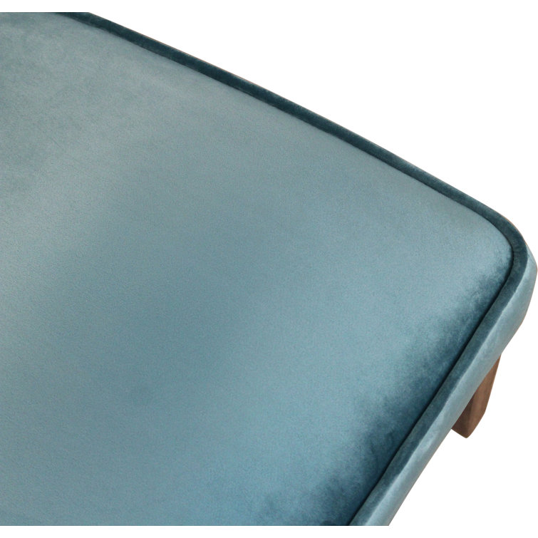 Teal Velvet Upholstered Side Chair with Solid Wood Legs