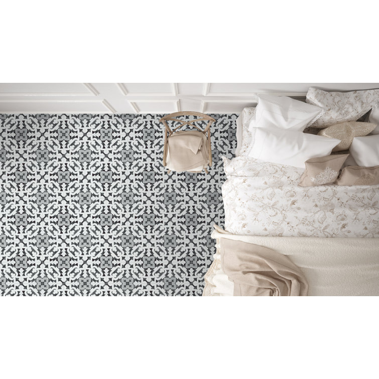 Blume 8" x 8" Black and Gray Matte Porcelain Tile