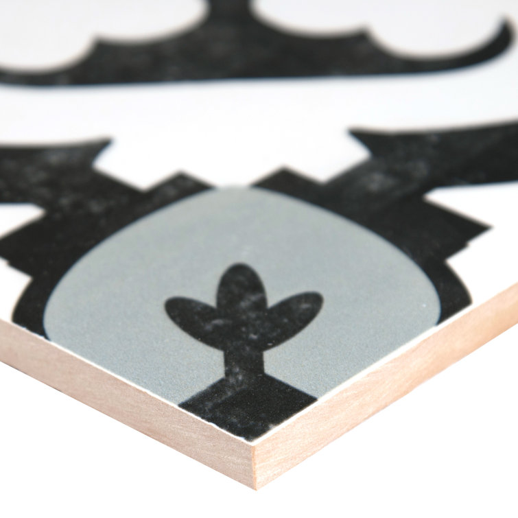Blume 8" x 8" Black and Gray Matte Porcelain Tile