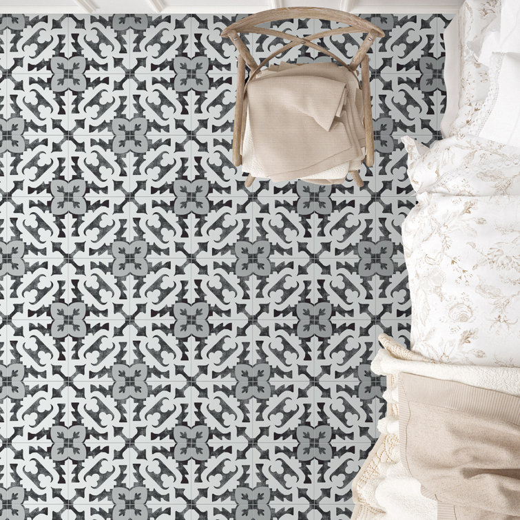 Blume 8" x 8" Black and Gray Matte Porcelain Tile