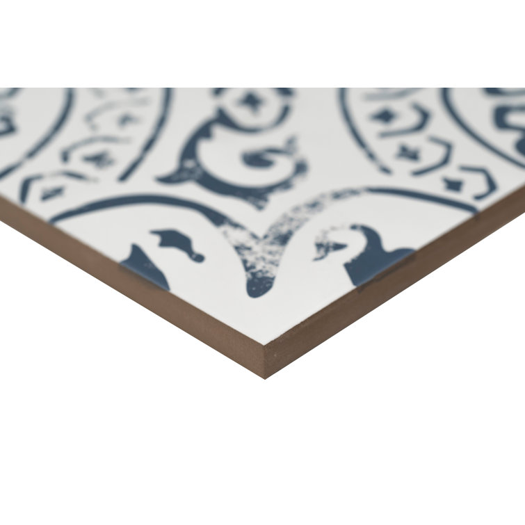 Indigo and White 8" x 8" Matte Porcelain Floor and Wall Tile