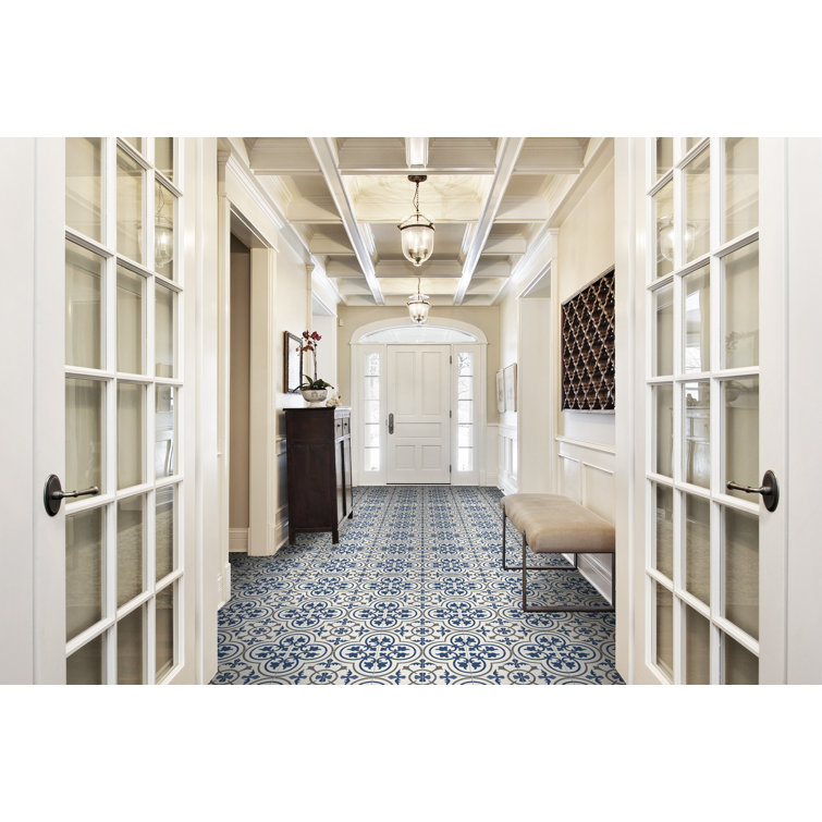 Indigo and White 8" x 8" Matte Porcelain Floor and Wall Tile