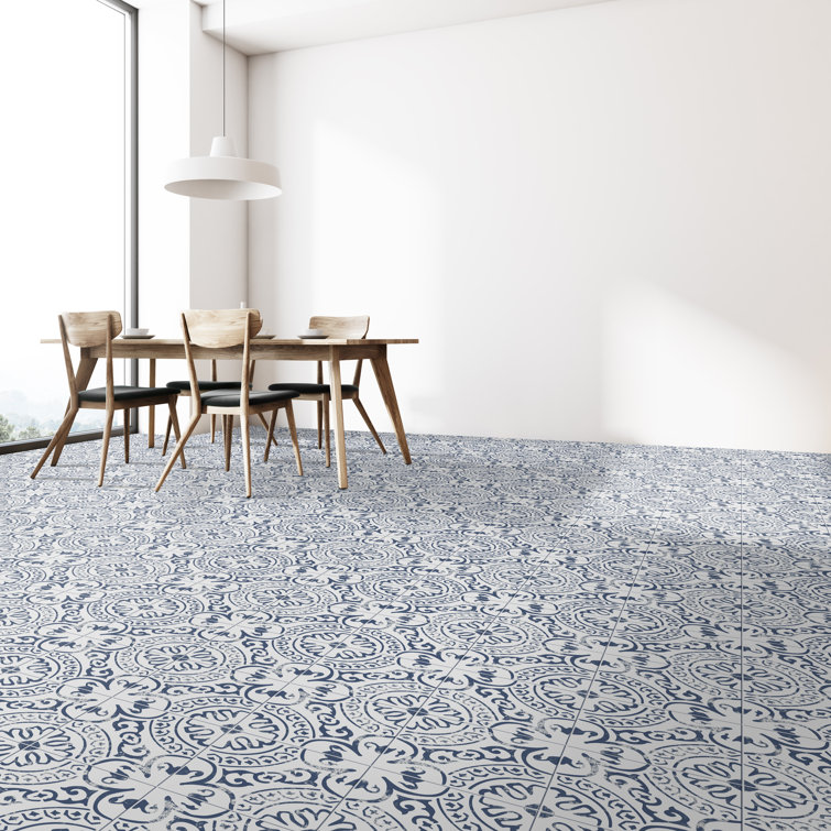 Indigo and White 8" x 8" Matte Porcelain Floor and Wall Tile