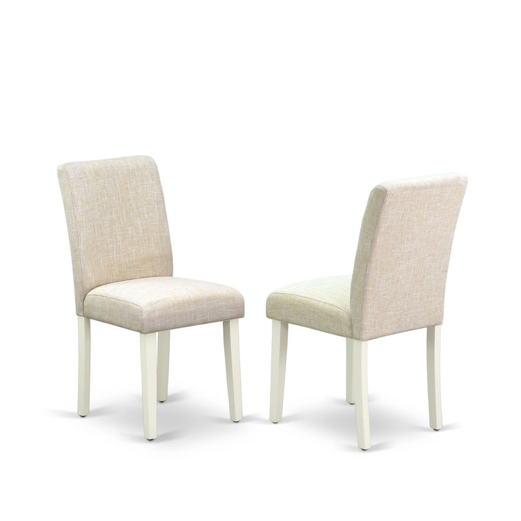 Linen White and Light Beige Upholstered Parsons Side Chair Set