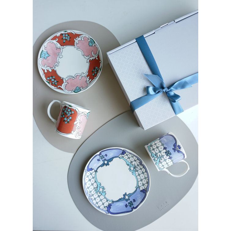 Hand-Painted Multicolor Porcelain Round Dessert Plate