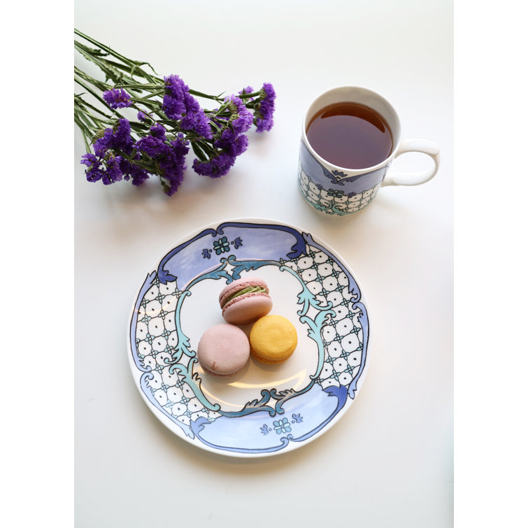 Hand-Painted Multicolor Porcelain Round Dessert Plate