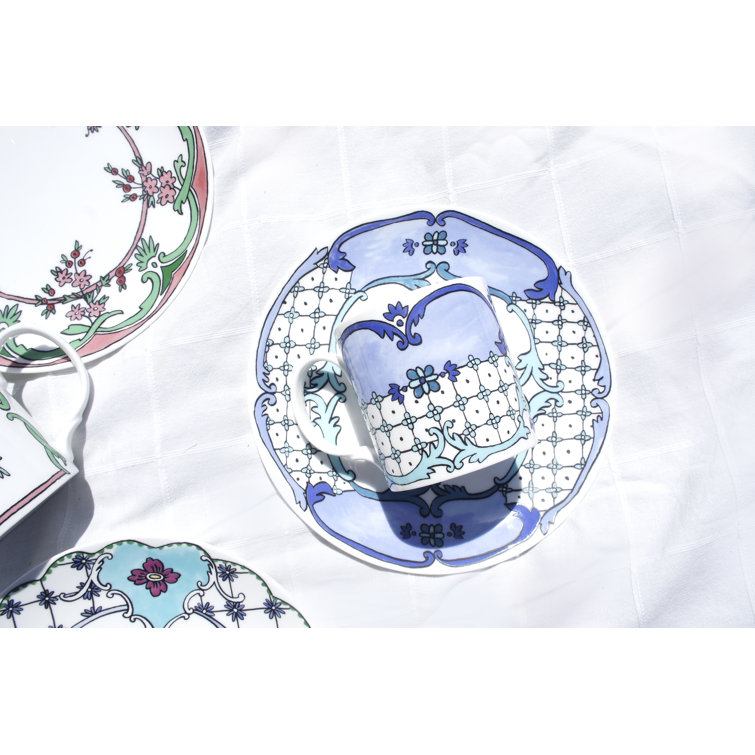 Hand-Painted Multicolor Porcelain Round Dessert Plate
