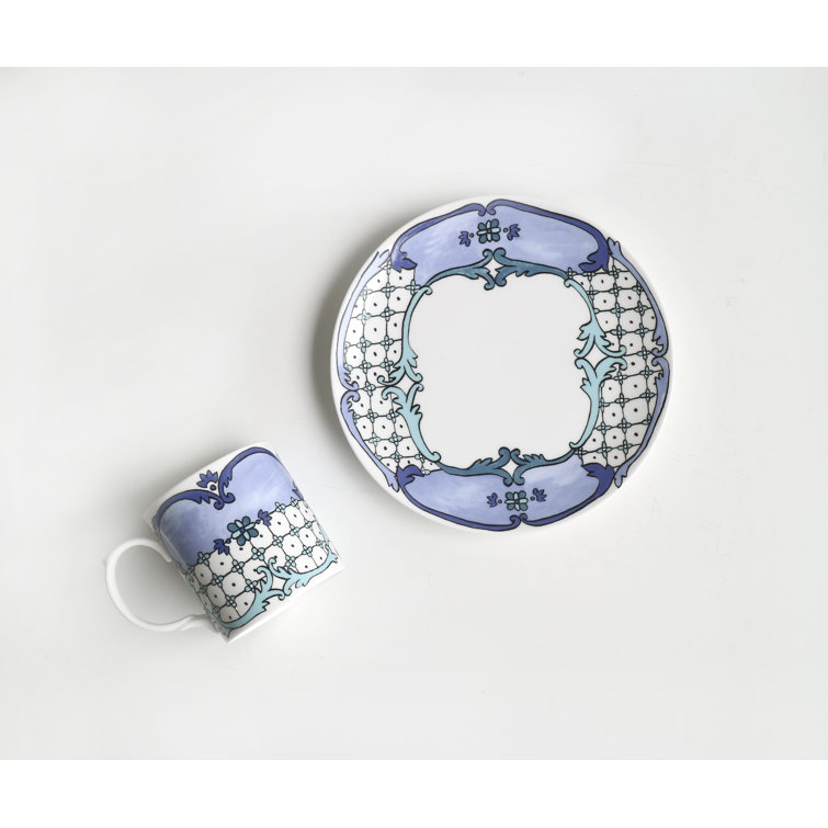 Hand-Painted Multicolor Porcelain Round Dessert Plate
