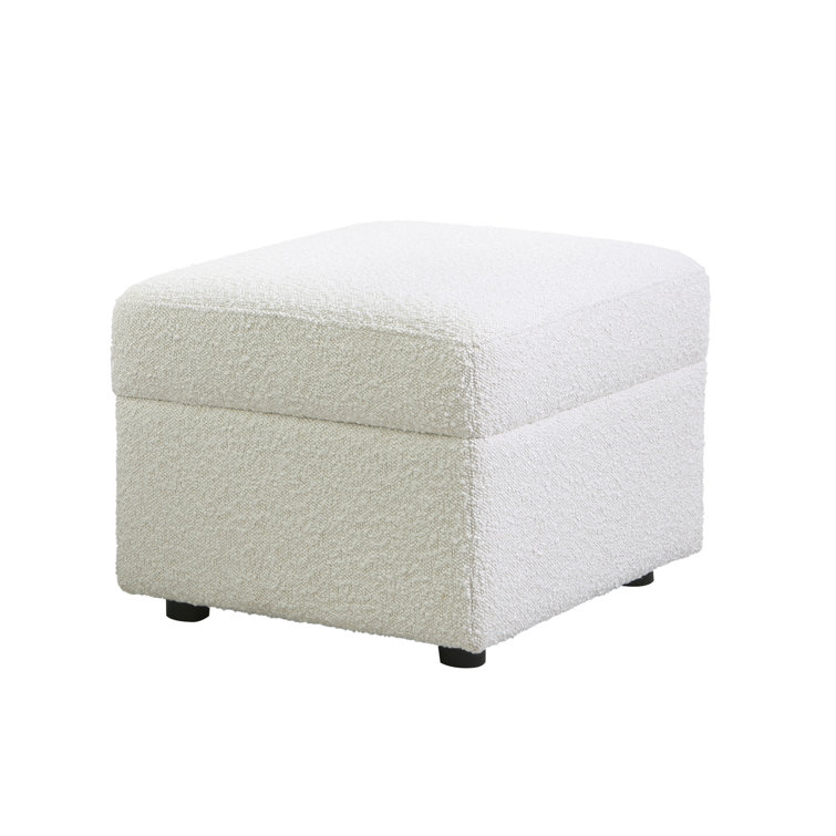 Soho 20.5" Wide White Boucle Upholstered Ottoman