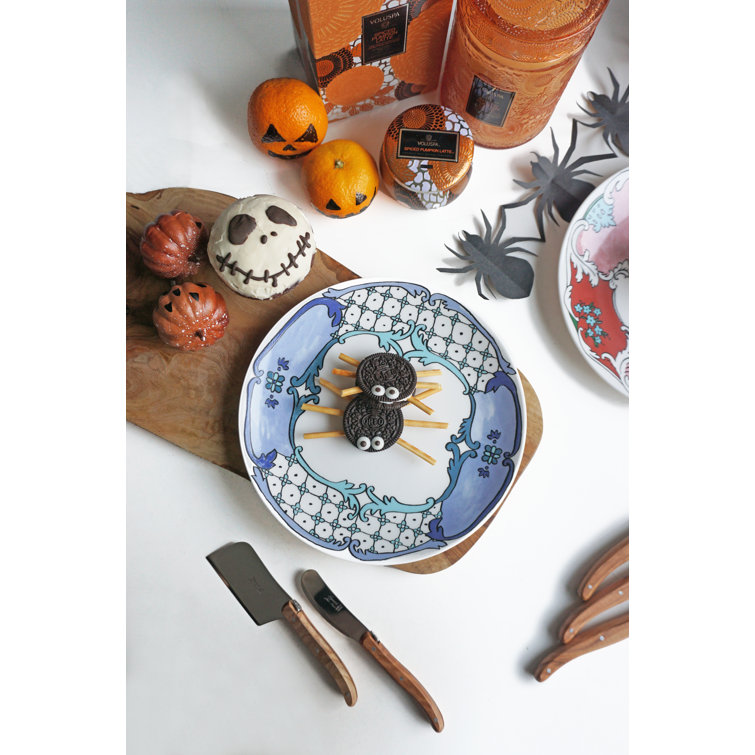 Hand-Painted Multicolor Porcelain Round Dessert Plate