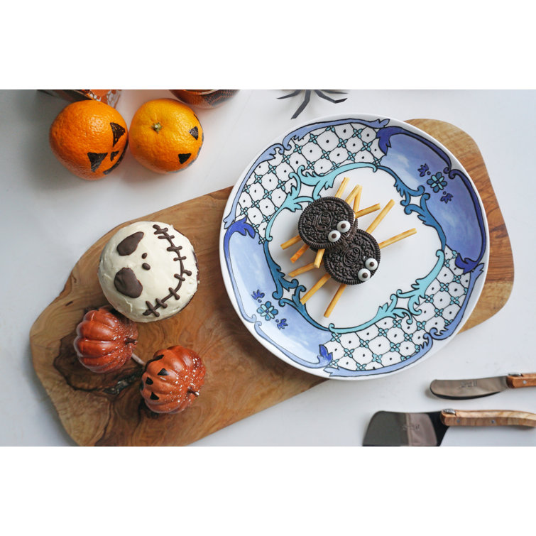 Hand-Painted Multicolor Porcelain Round Dessert Plate