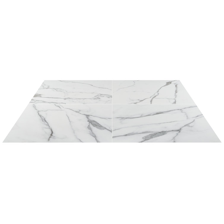 24" x 24" White Matte Porcelain Marble Look Tile