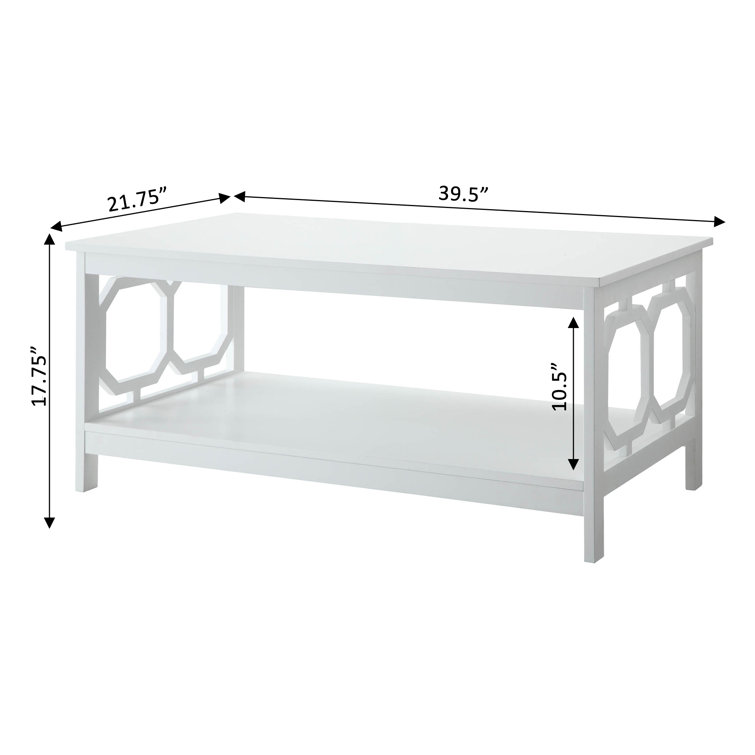 Omega 40'' Glossy White Rectangular Coffee Table with Shelf