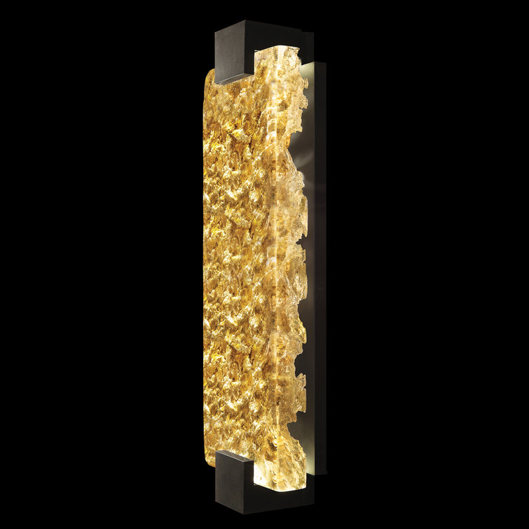 Terra Black LED Outdoor Wet Rated Wall Sconce with Gold Highlighted Glass