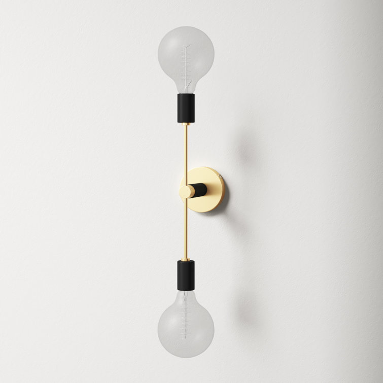 Aged Brass 2-Light Dimmable Metal Sconce