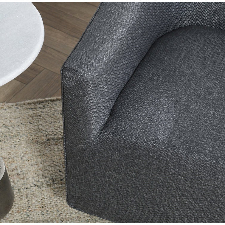 Taupe Twill Handcrafted Swivel Barrel Chair
