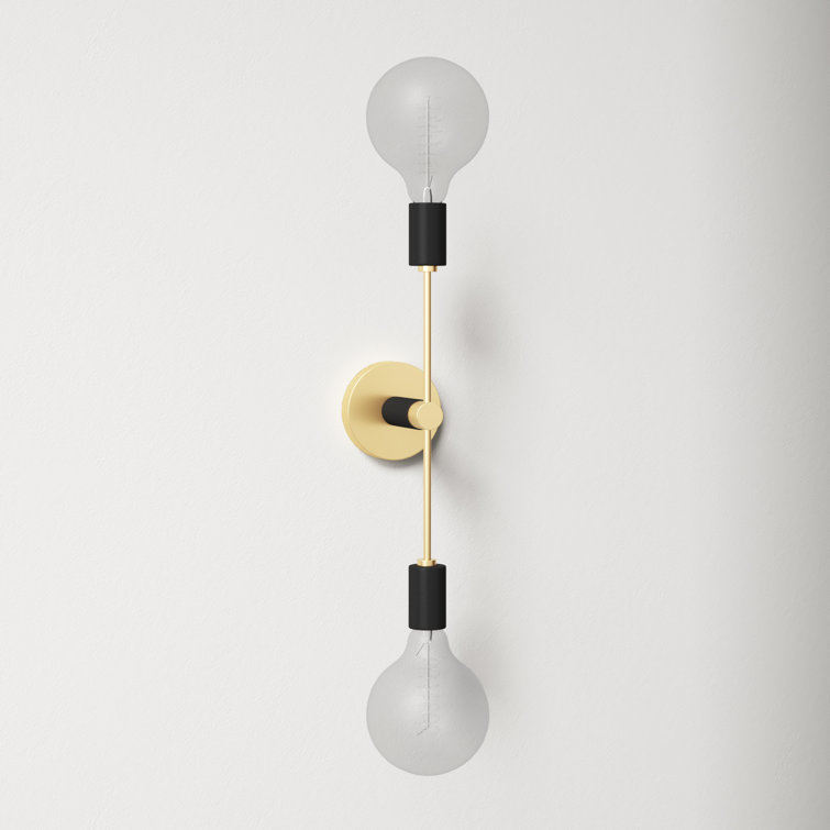Aged Brass 2-Light Dimmable Metal Sconce