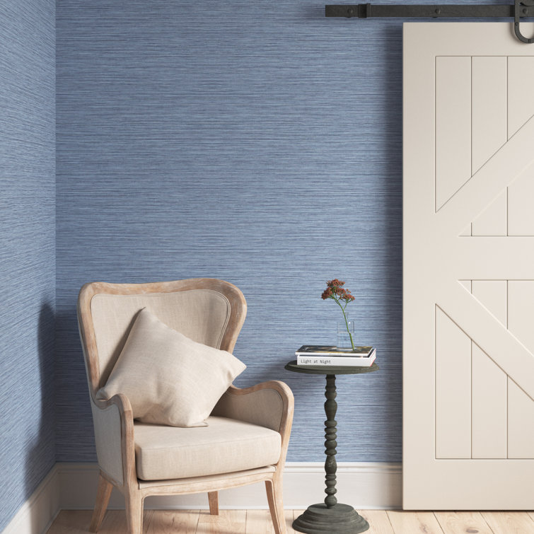 Denim Blue Embossed Vinyl 3D Wallpaper Roll