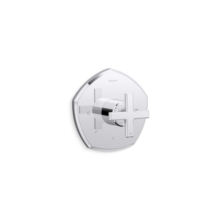 Polished Chrome Cross Handle Thermostatic Valve Trim