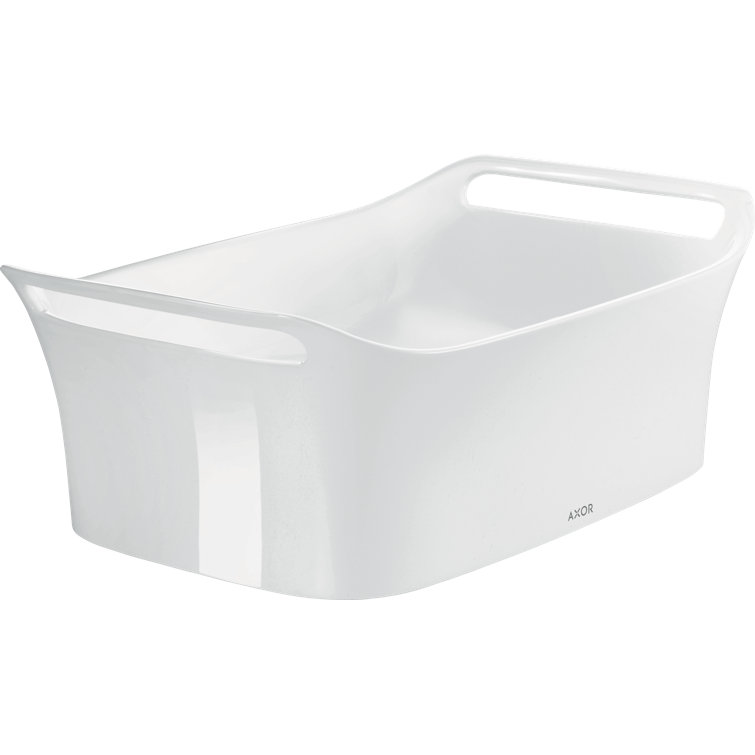 White Cast Mineral Rectangular Vessel Sink with Integrated Towel Holders