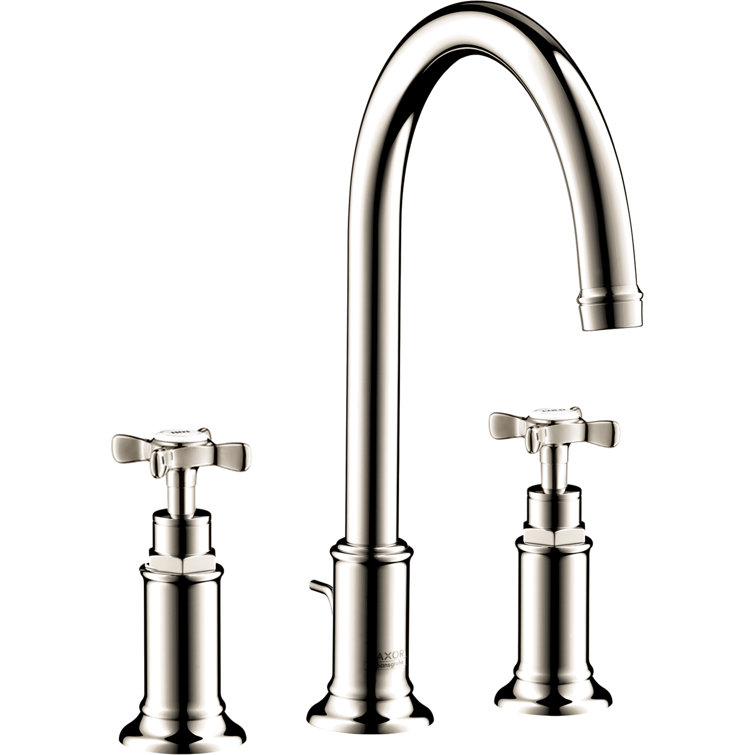 Polished Nickel Brass Widespread Bathroom Faucet with Cross Handles