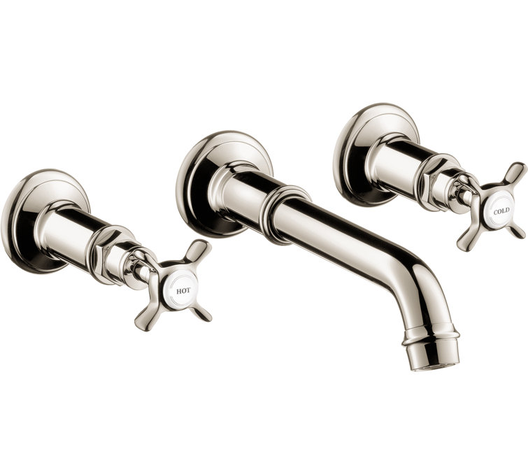 Polished Nickel Modern Widespread Wall-Mounted Faucet
