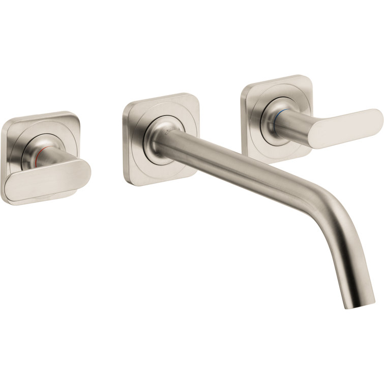 Brushed Nickel Wall-Mounted Widespread Bathroom Faucet