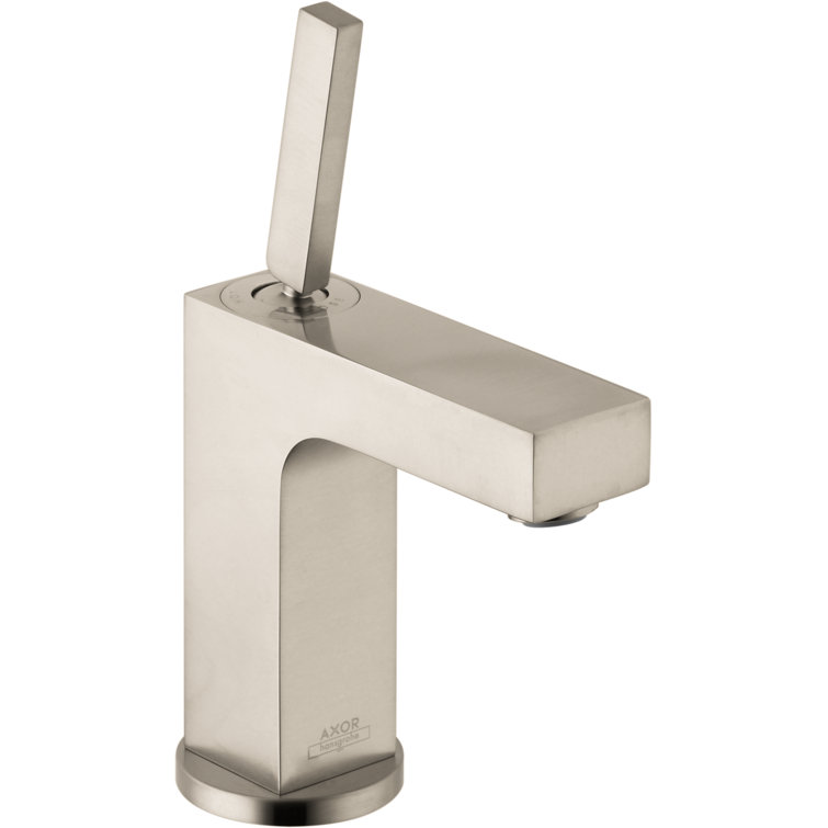 Brushed Nickel Modern Single-Hole Bathroom Faucet with Drain Assembly
