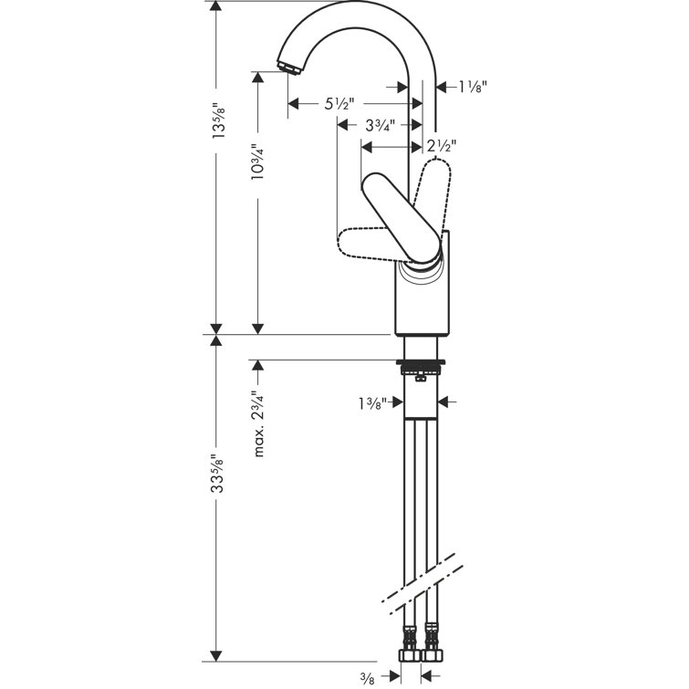 Sleek Chrome Modern Bar Faucet with Aerated Spray, 13 5/8" Height