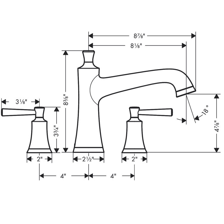 Matte Black Double Handle Deck Mount Roman Tub Faucet
