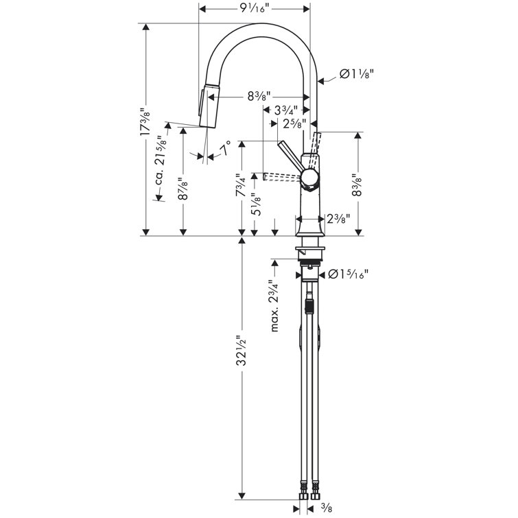 Locarno HighArc 17.375" Chrome Brushed Kitchen Faucet with Aerated Spray