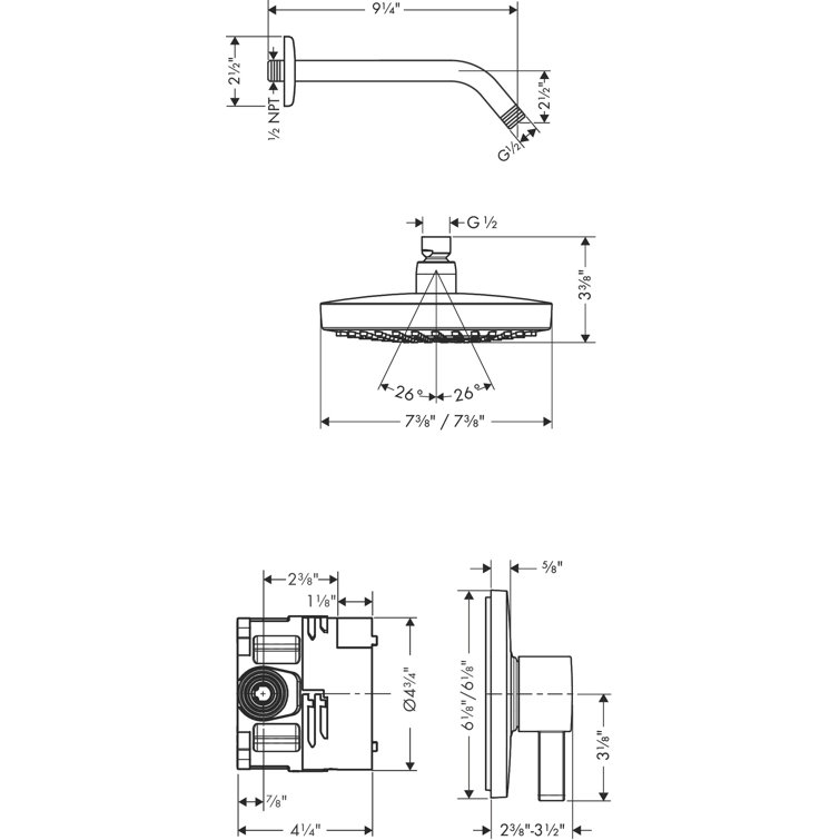 Chrome Wall Mounted Rain and Jet Shower System