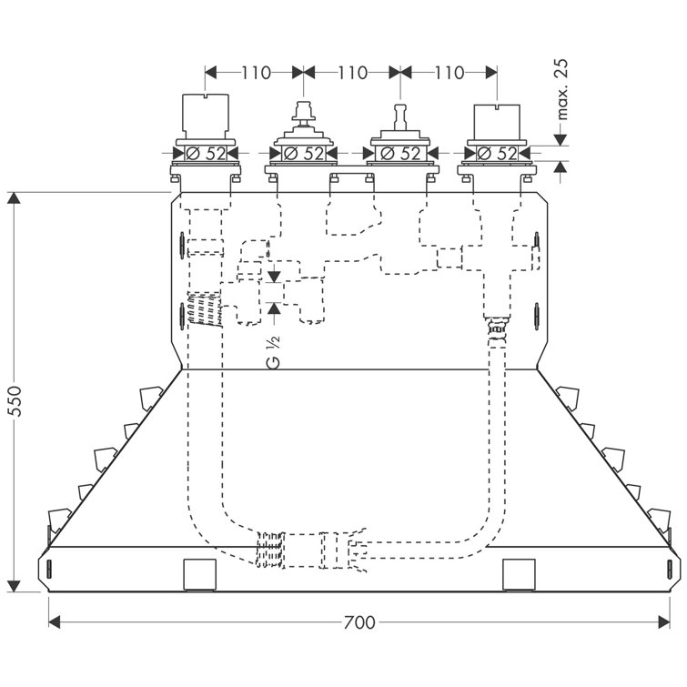 Brass Thermostatic 4-Hole Roman Tub Rough-In Valve Set