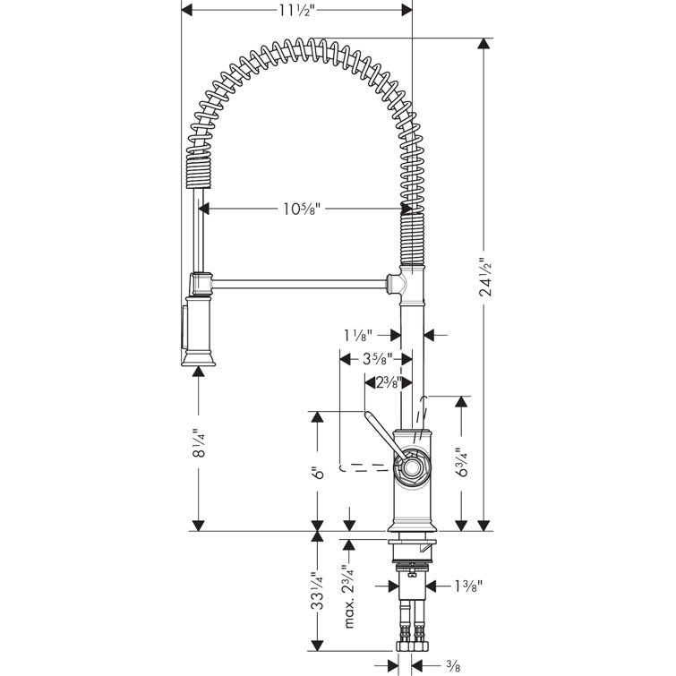 Chrome 24.5" Brass Traditional Kitchen Faucet with Pull-out Spray