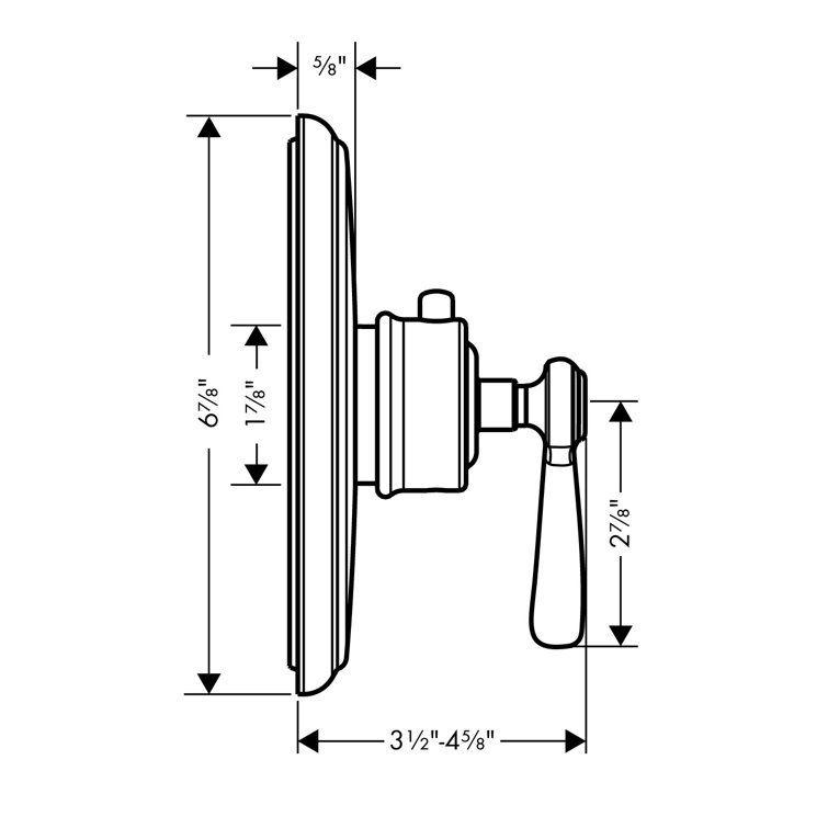 Modern Polished Nickel Wall-Mounted Shower Trim with Lever Handle