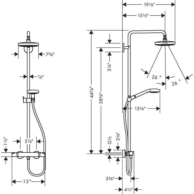 Chrome Adjustable Height Multi-Head Shower System