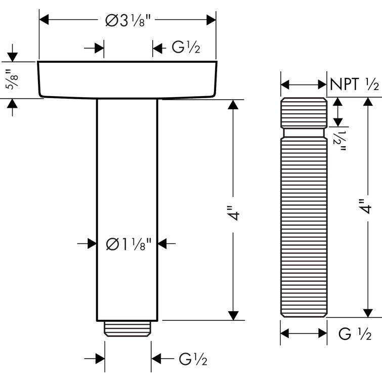 Matte White Nickel Ceiling Mount Shower Arm