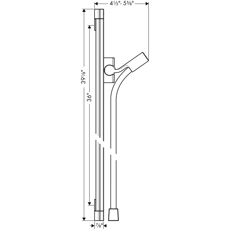 Raindance Unica S 36" Modern Chrome Wall Bar with Adjustable Holder