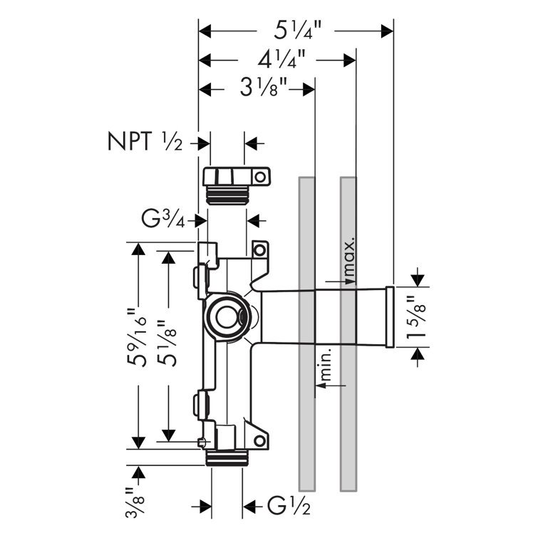 Axor Brass Rough-In Valve for Shower Module