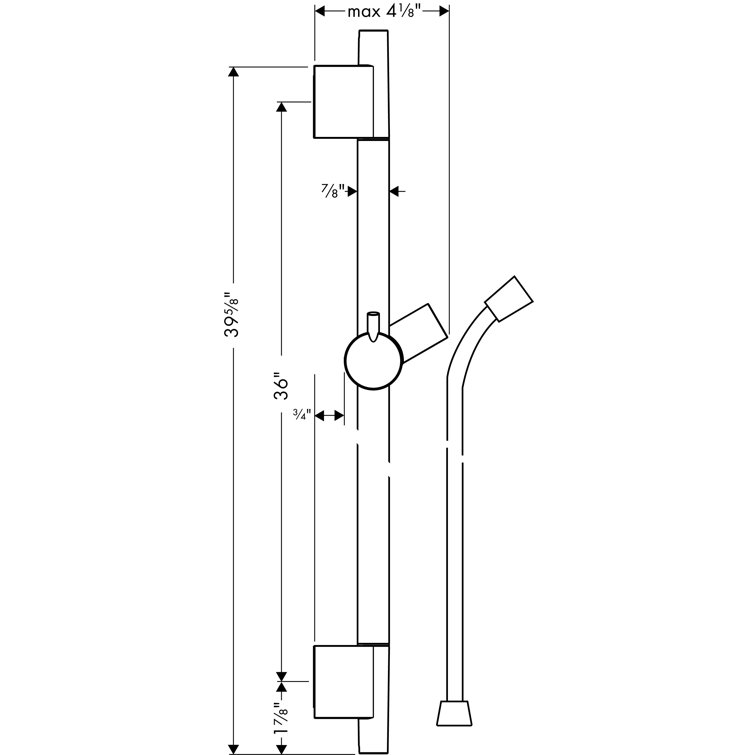 Unica S 36" Chrome Wall Slide Bar