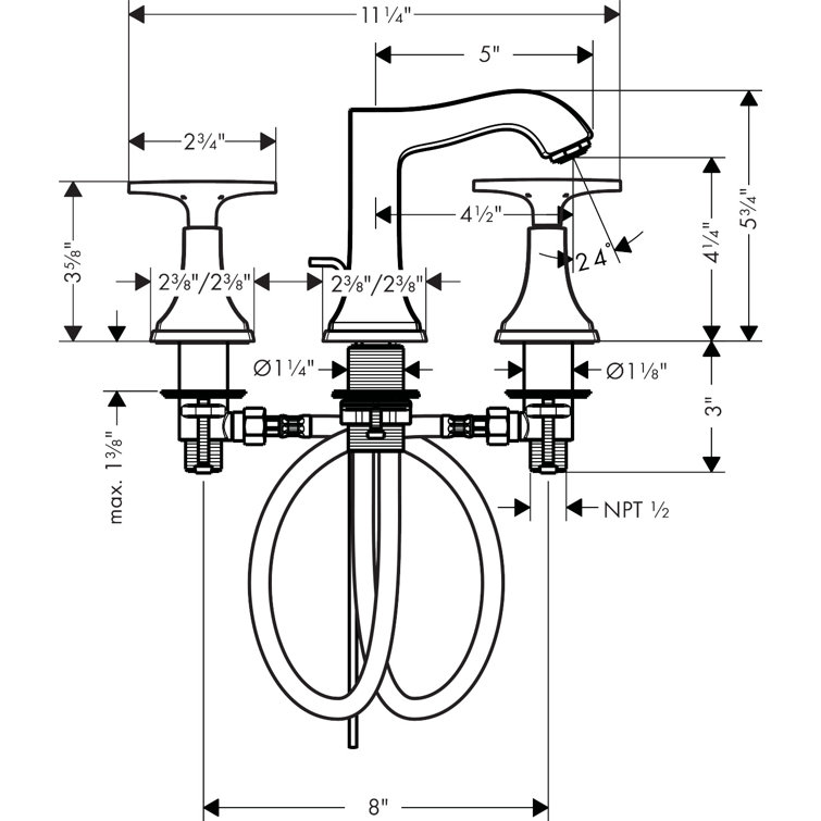 Polished Nickel Modern Widespread Bathroom Faucet