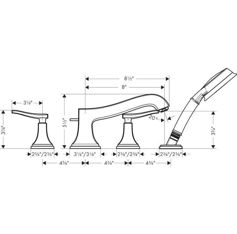 Modern Elegance Polished Nickel Widespread Deck Mounted Faucet