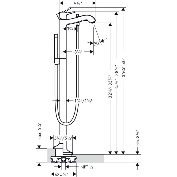 Metropol Classic Brushed Nickel Freestanding Tub Filler with Handshower