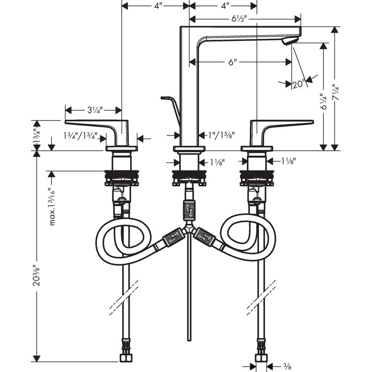 Modern Metropol Brushed Nickel Widespread Bathroom Faucet with Drain