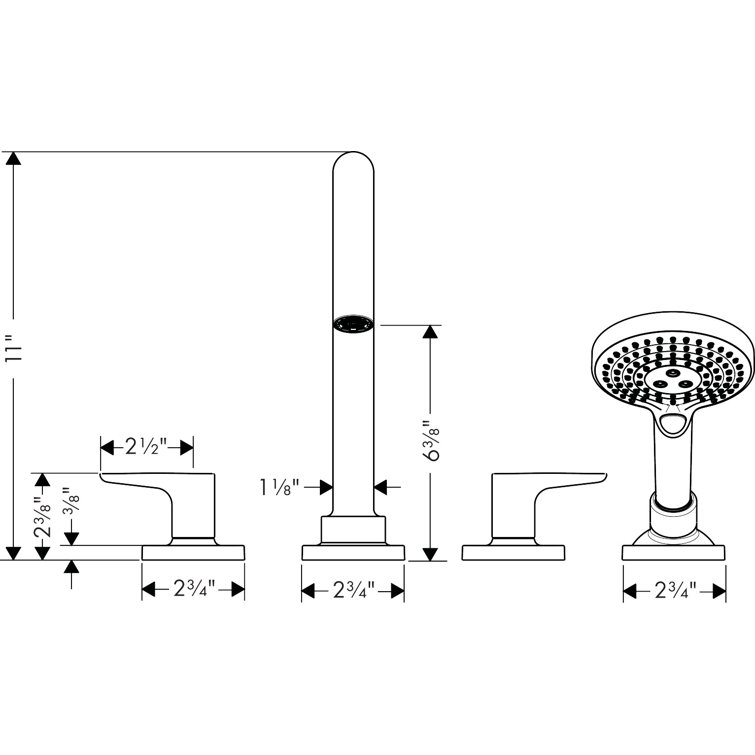 Brushed Nickel Modern Deck Mounted Roman Tub Faucet Set