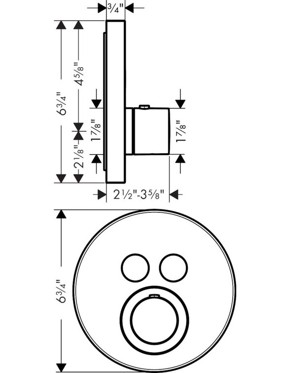 Axor Chrome Wall-Mounted Thermostatic Shower Trim with Diverter