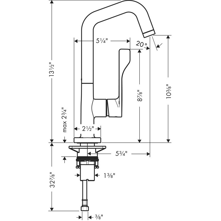 Steel Optik Modern Deck Mounted Bar Faucet