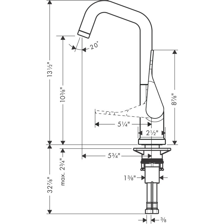 Steel Optik Modern Deck Mounted Bar Faucet